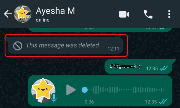 Mensagens excluídas whatsapp