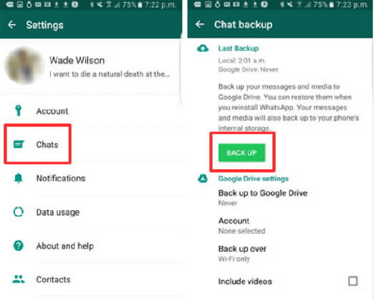 fazer backup de mensagem do whatsapp