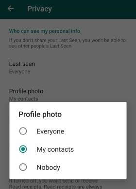 ocultar o perfil do whatsapp