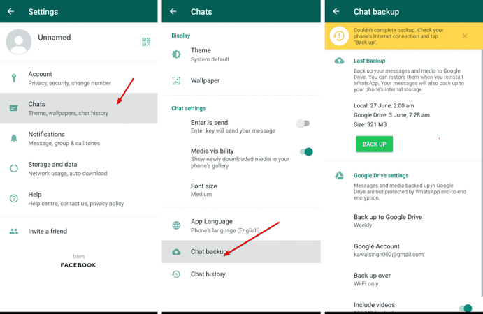histórico de conversas do whatsapp