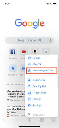 Chrome iOS neues Inkognito-Tab