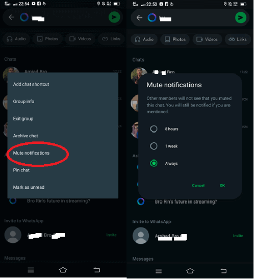 jemanden in WhatsApp stummschalten