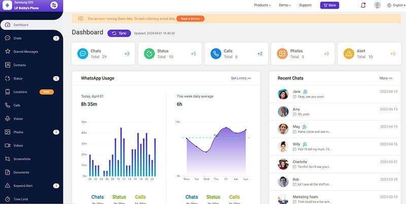 monimaster for whatsapp dashboard