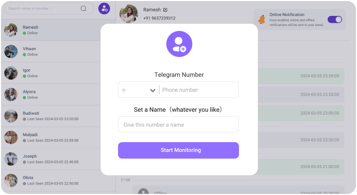 add target telegram number