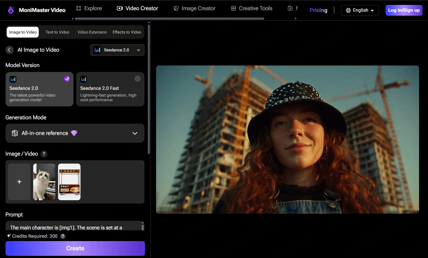 Free seedance 2.0 in MoniMaster video