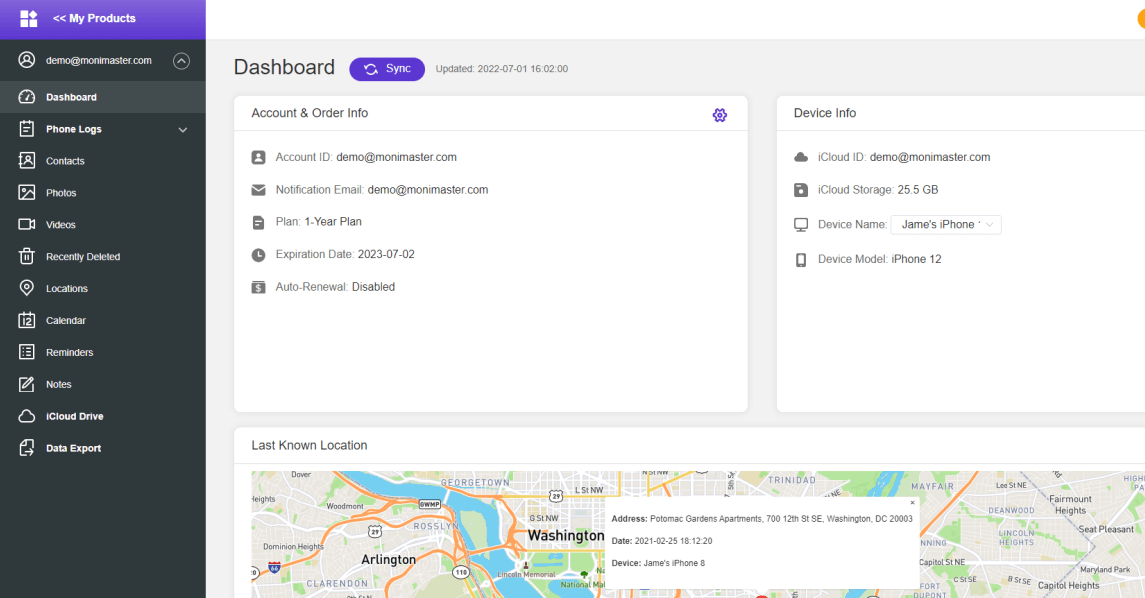 monimaster icloud monitoring