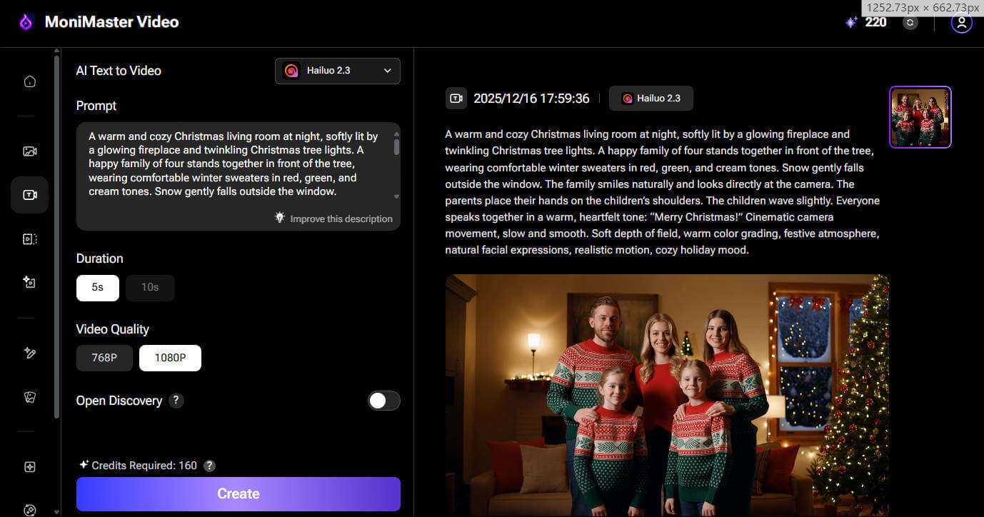 input christmas video prompt