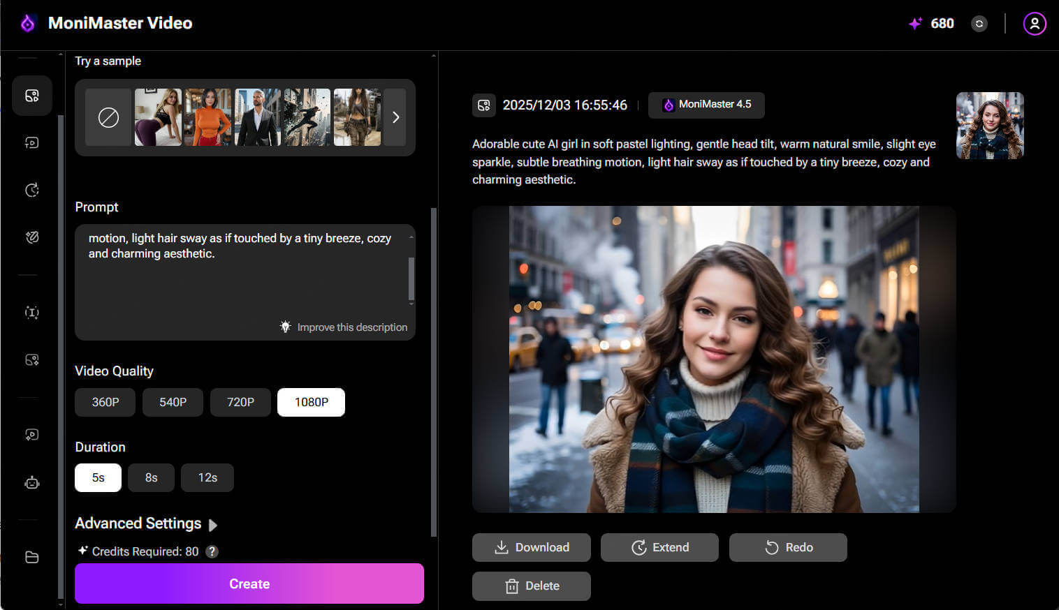 Create girl video with AI video tool