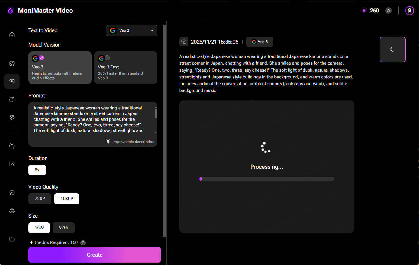 input prompt to veo 3 AI video generator