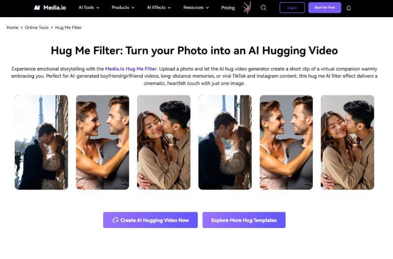 media io hug video generator