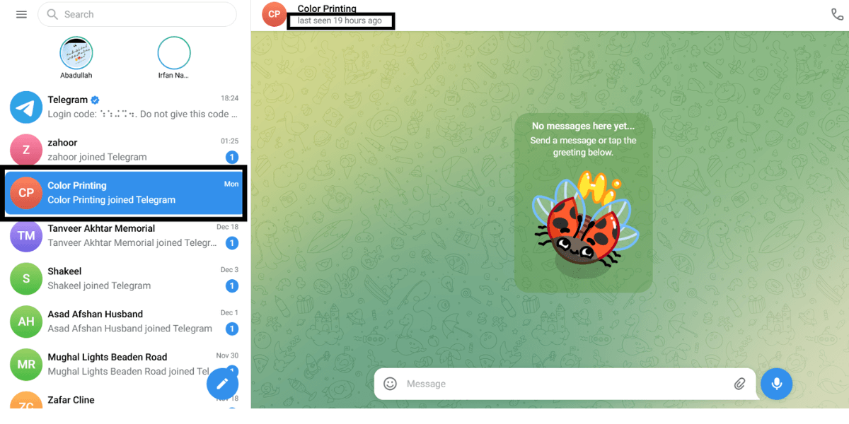 lastseen on telegram