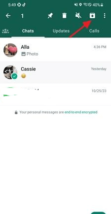 archive whatsapp chat on android