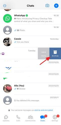 archive whatsapp chat on ios