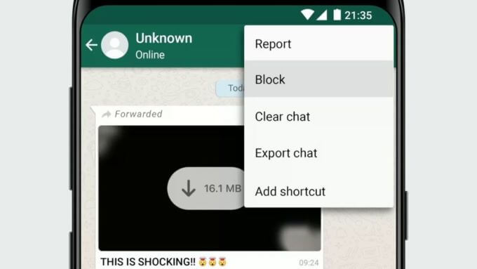 block someone direcly on whatsapp