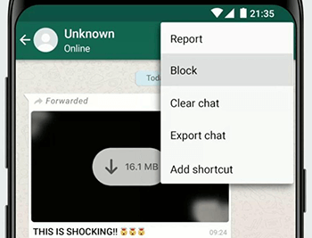 block specific person on whatsapp