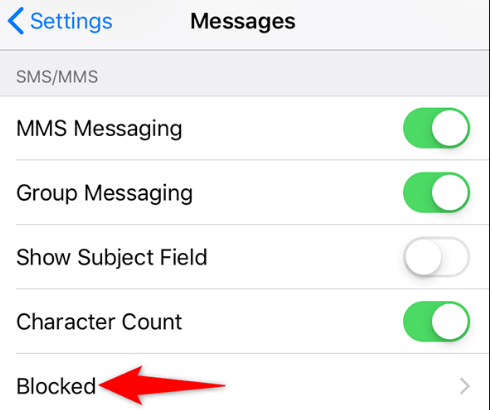 blocked contacts in the ios