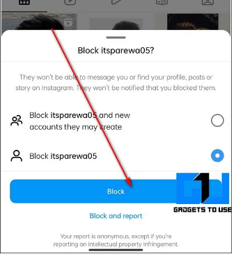 blocking to see instagram story
