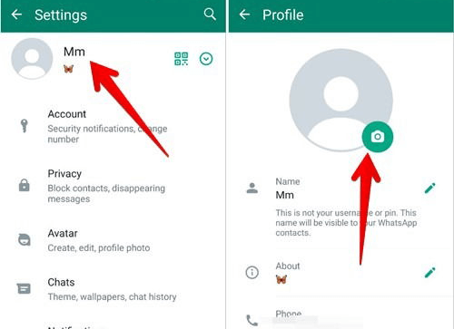 change profile picture on whatsapp android