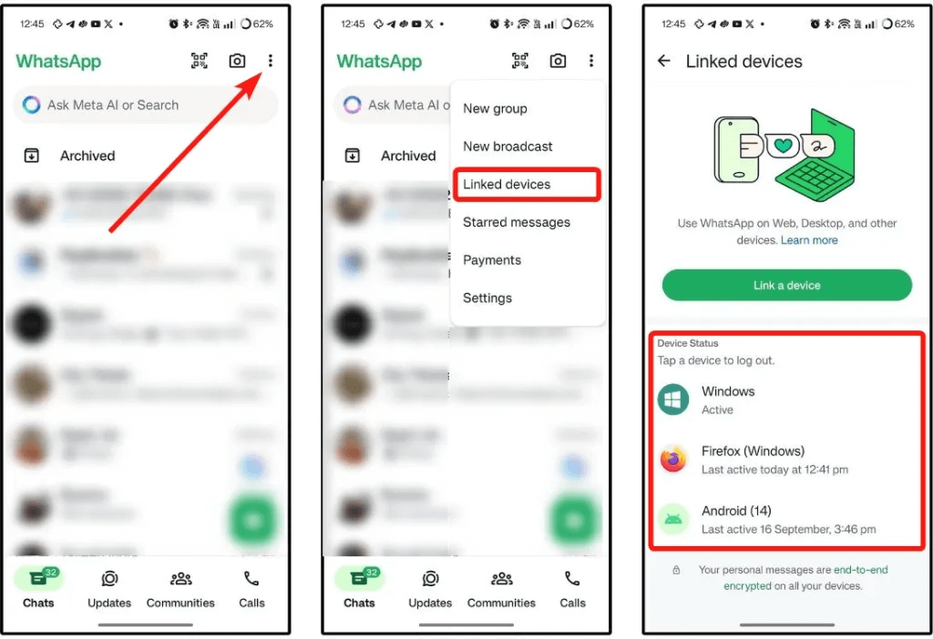 check whatsapp link device