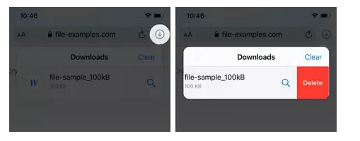 clear download files in safari app