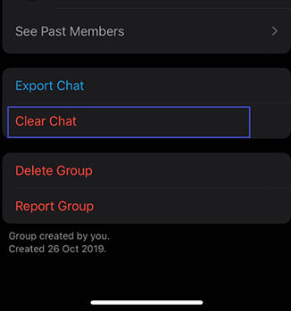 clear whatsapp group chats