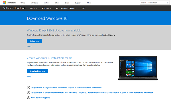 create windows 10 installation media