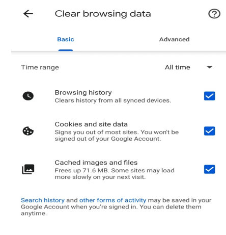 delete incognito history in chrome