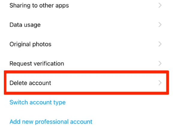 delete ins account iphone