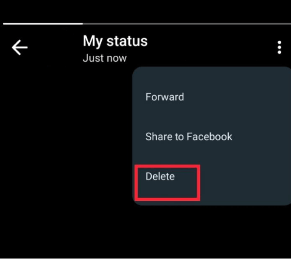 delete status on whatsapp