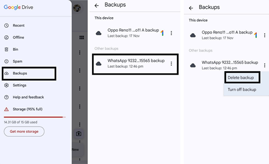 delete whatsapp backup from google drive