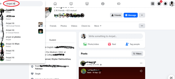facebook frofile