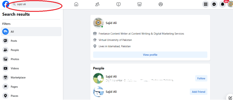 fb search by name