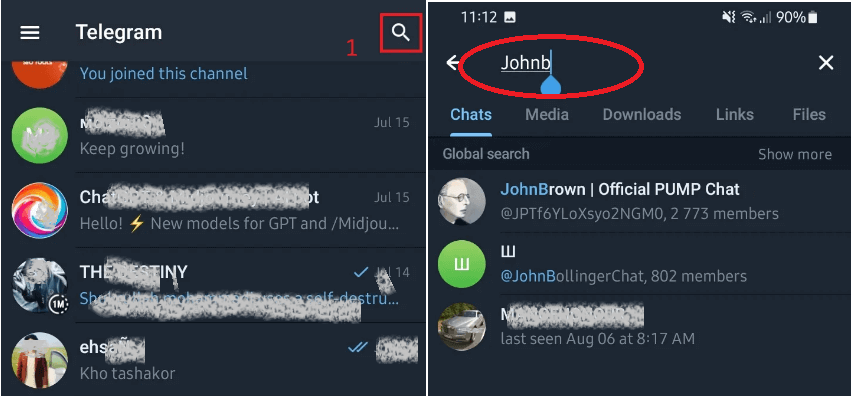 find people on telegram user name