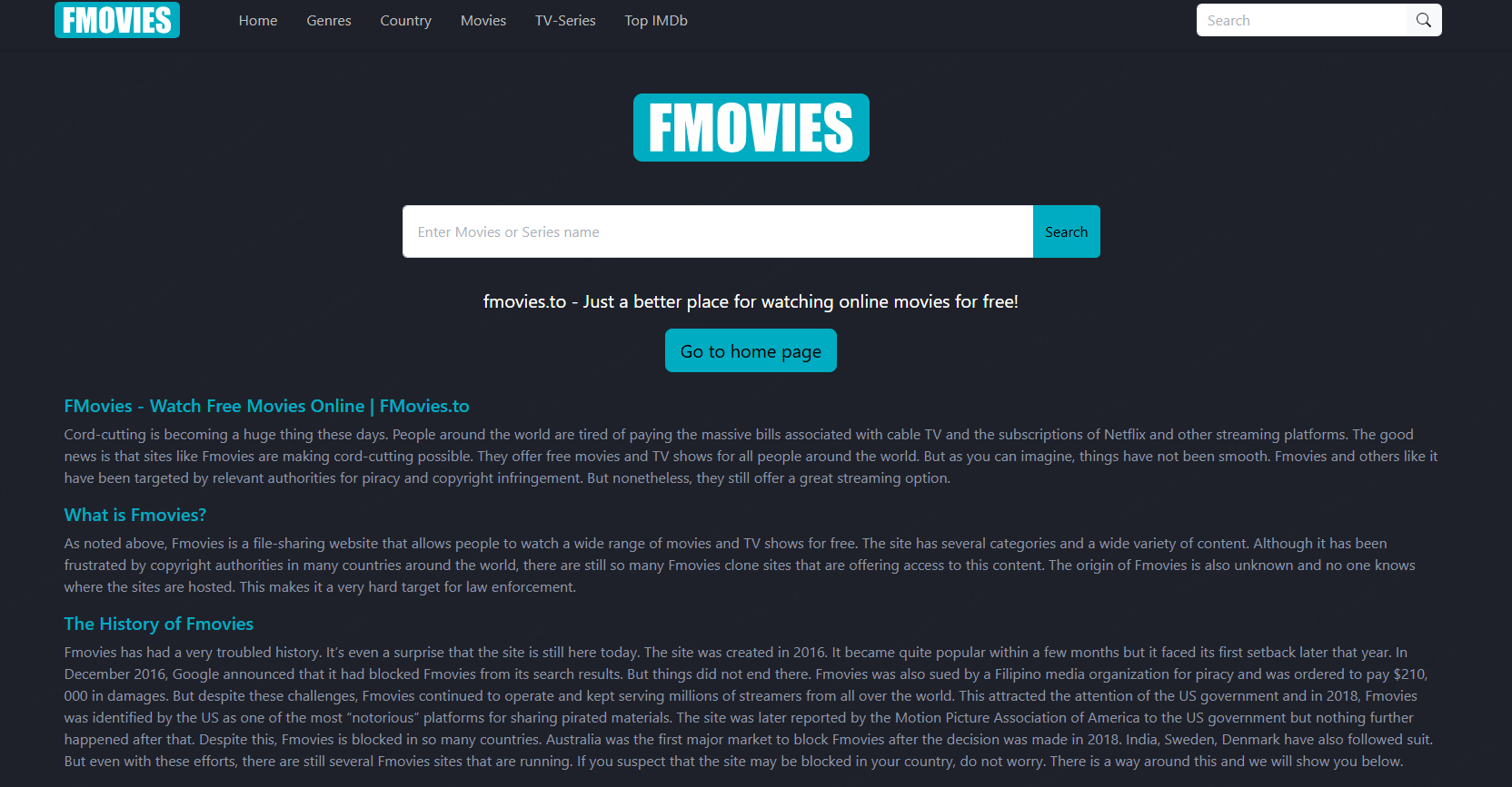 Fmovies home page