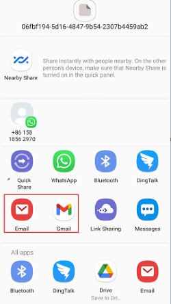 forward whatsapp message to email