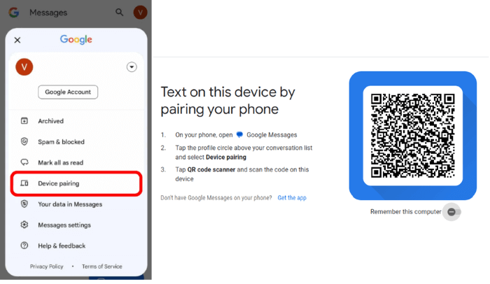 google messages for web
