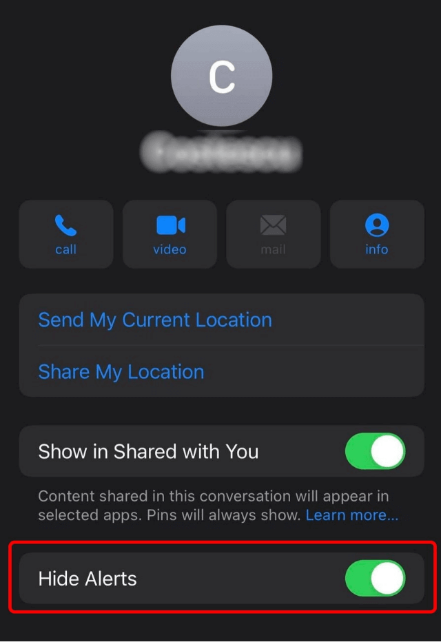 hide messages on iphone