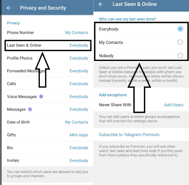 hide telegram last seen android