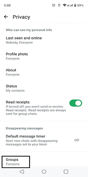 how to block being added to random group chats by others onwhatsapp