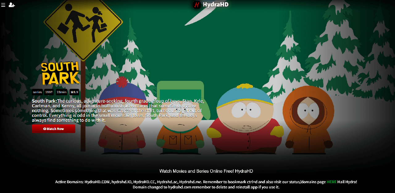 HydraHD home page