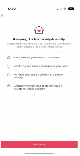 implement family pairing on tiktok parents step4