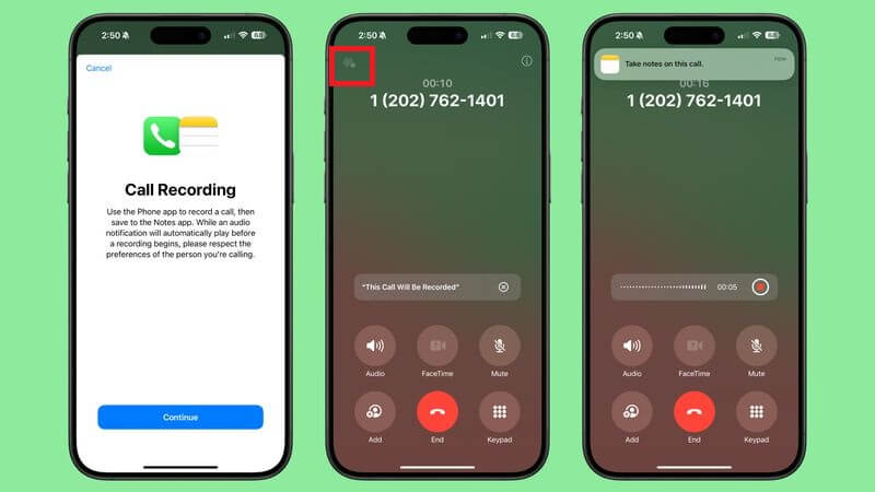 ios 18 call record