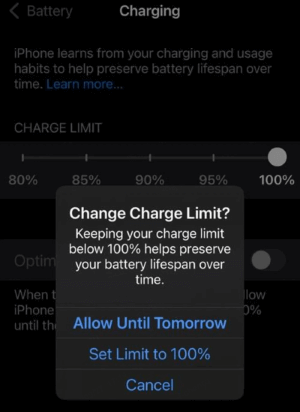 ios18 change charge limit