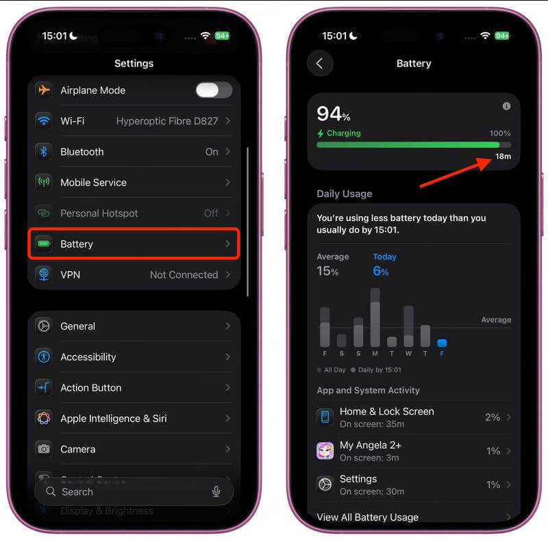ios26 charging time