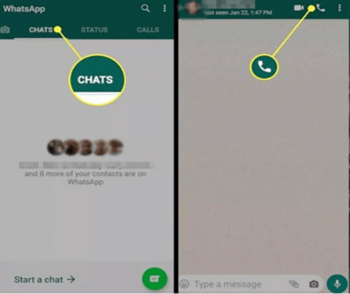 make whatsapp call on android