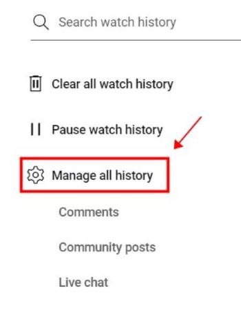 manage youtube history settings