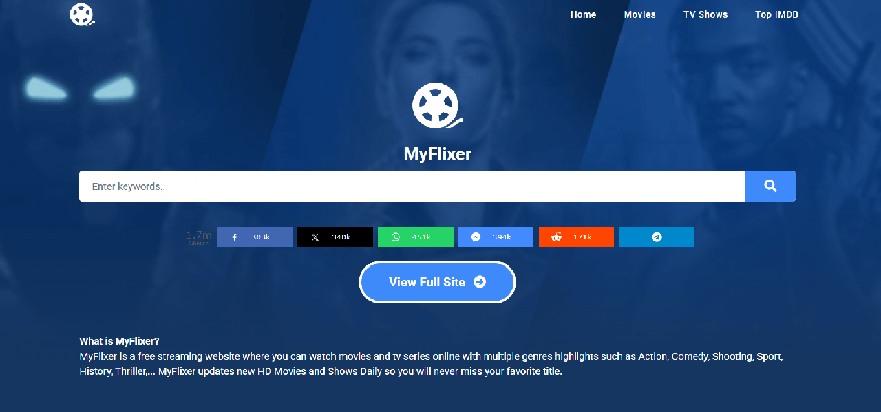 MyFlixer home page
