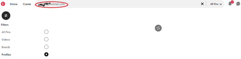 pinterest search email