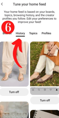 pinterest search history