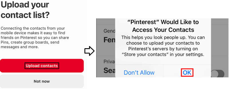 pinterest sync contacts